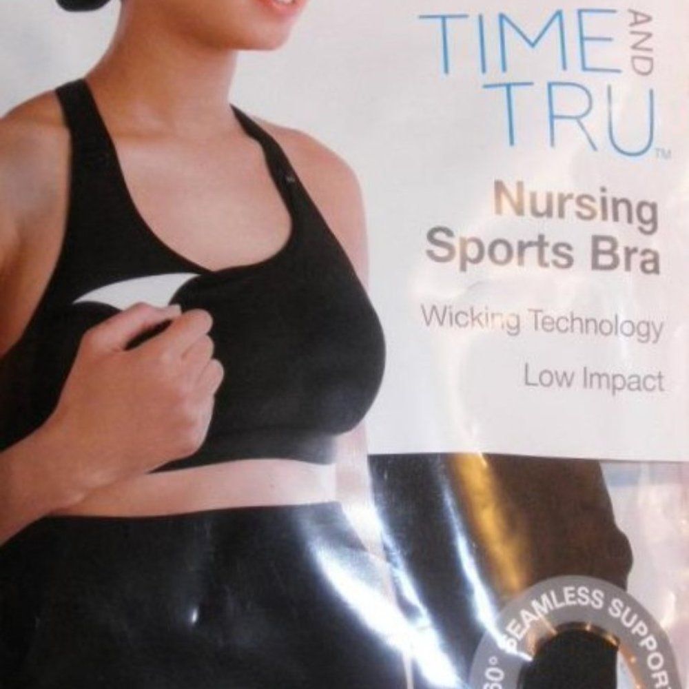 New Time and Tru Maternity Nursing Sport Bra Women Size XXL 20 Black NIP